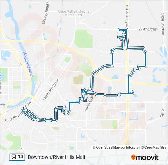 13 Bus Line Map