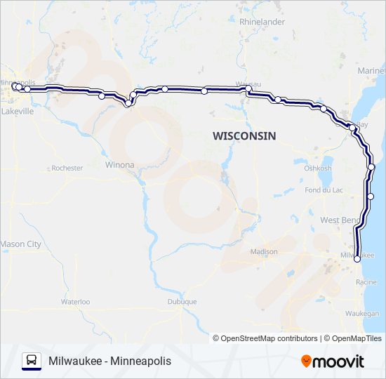 WISCONSIN COACH LINES Bus Line Map