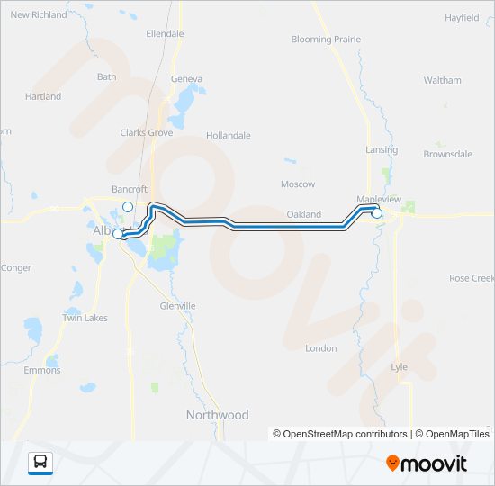 AUSTIN TO ALBERT LEA HOSPITAL SHUTTLE Bus Line Map