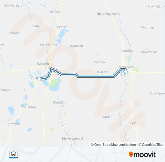 AUSTIN TO ALBERT LEA HOSPITAL SHUTTLE Bus Line Map