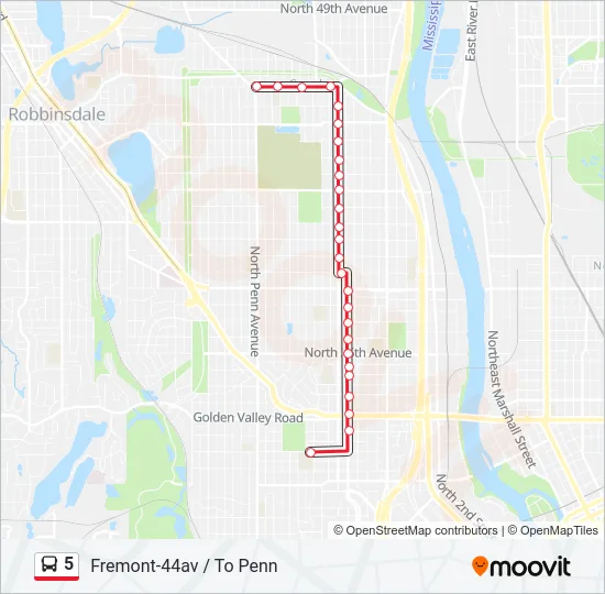 5 Bus Line Map