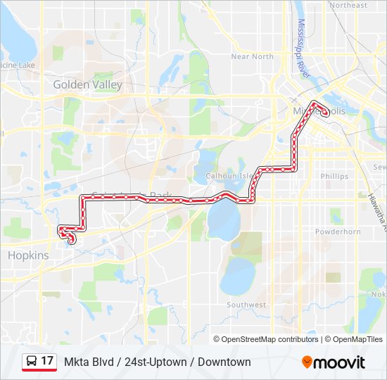 17 Route: Schedules, Stops & Maps - Mkta Blvd / 24st-Uptown / Downtown ...