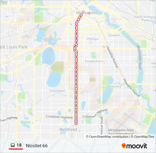 18 Bus Line Map