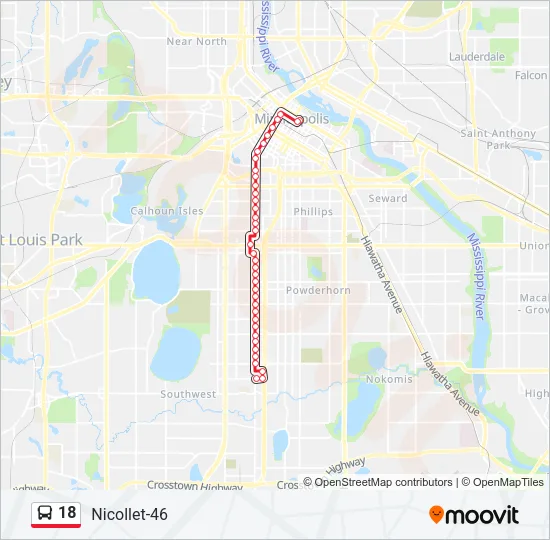 18 Bus Line Map