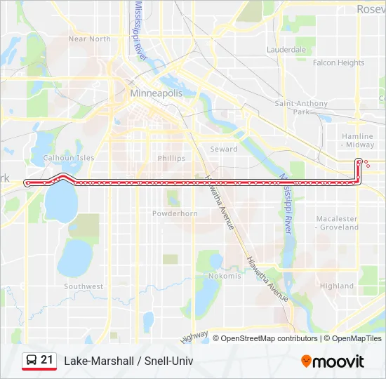 21 Bus Line Map