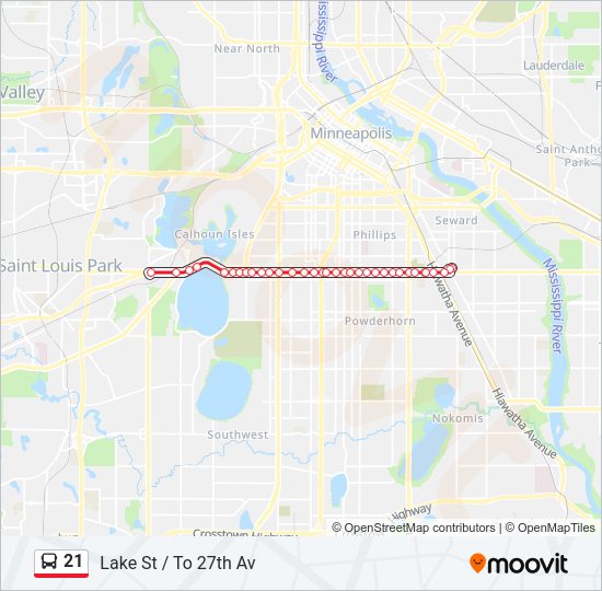 21 bus Line Map