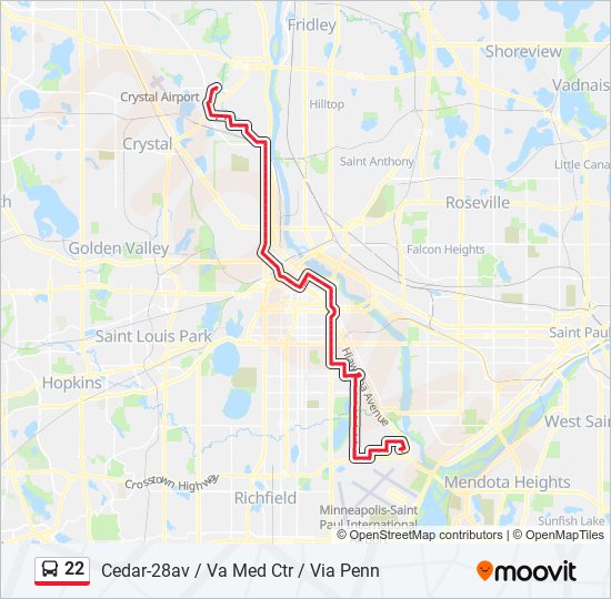 22 bus Line Map