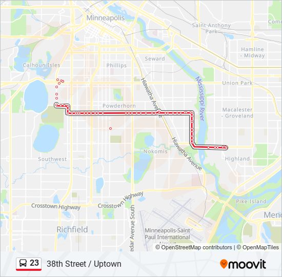 23 Route: Schedules, Stops & Maps - 38th Street / Uptown (Updated)