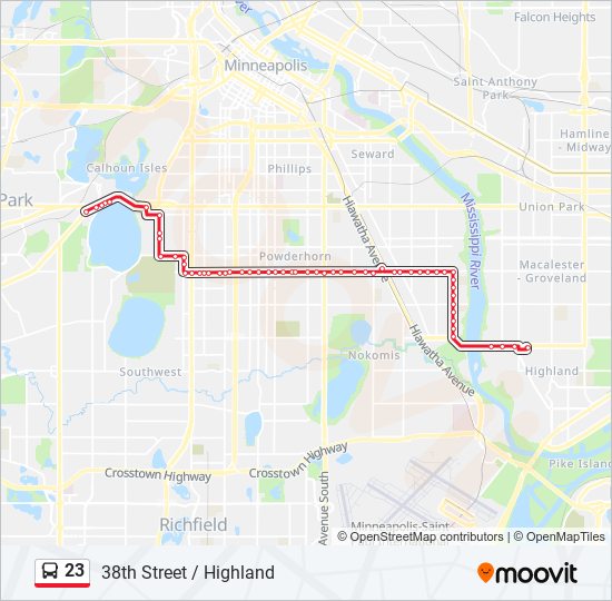 23 Route Schedules, Stops & Maps 38th Street / Highland (Updated)