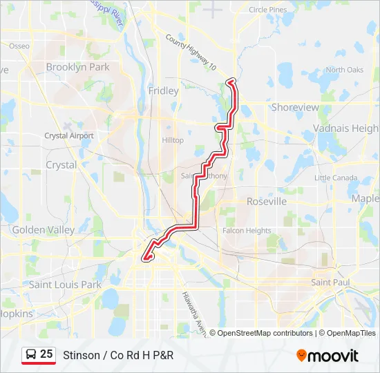 25 Bus Line Map