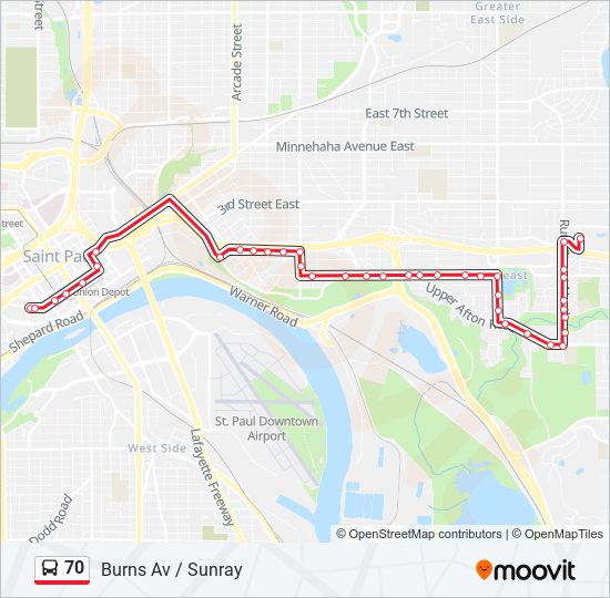 Mapa de 70 de autobús