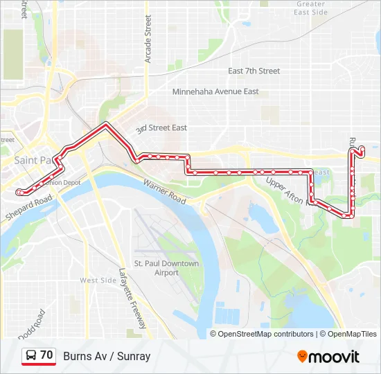70 Bus Line Map