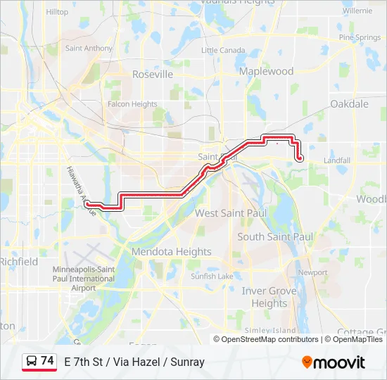 74 Bus Line Map