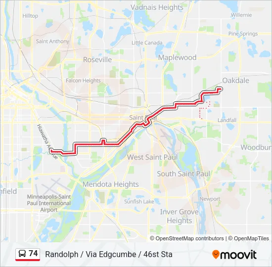 74 Bus Line Map