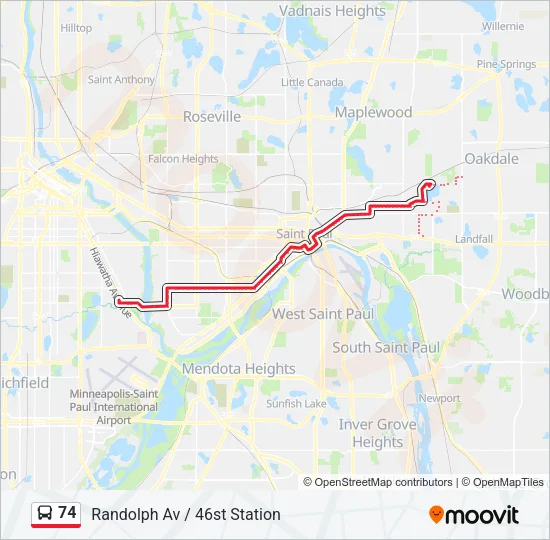 74 Bus Line Map
