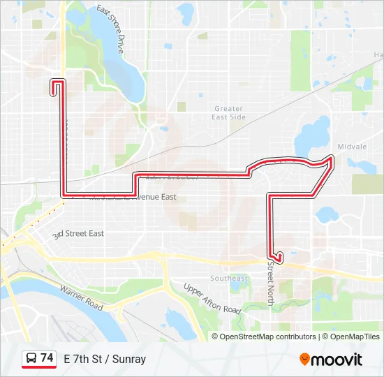 74 Bus Line Map