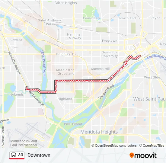 74 Bus Line Map