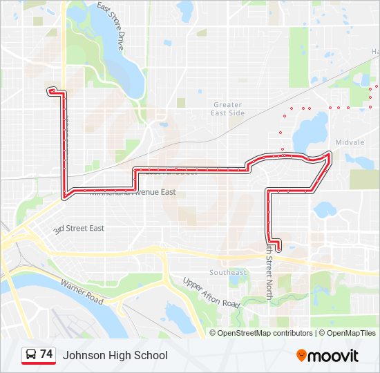 74 bus Line Map