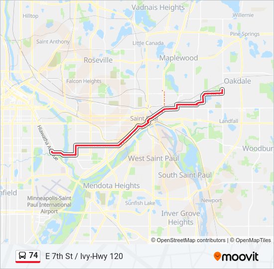 74 bus Line Map