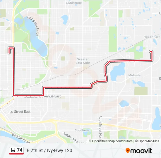 74 Bus Line Map