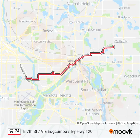 74 Bus Line Map