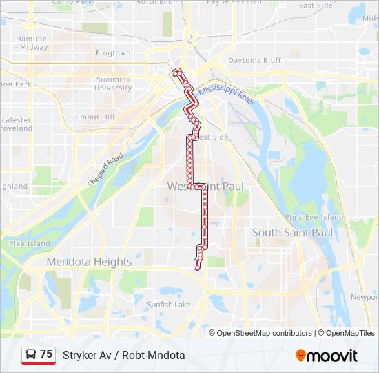 Mapa de 75 de autobús