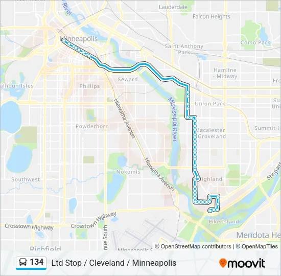 134 Bus Line Map
