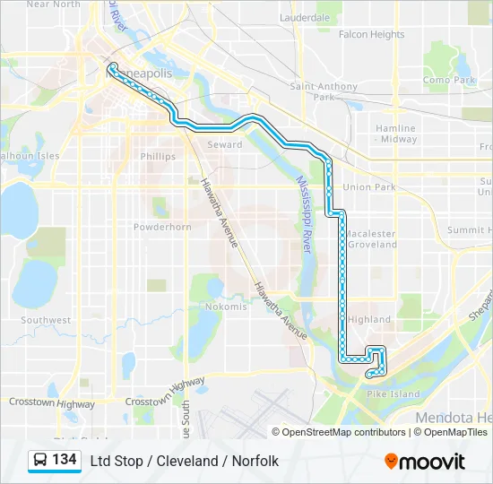 134 Bus Line Map