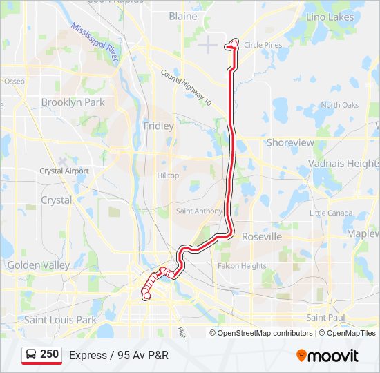 250 bus Line Map