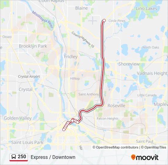 250 Bus Line Map