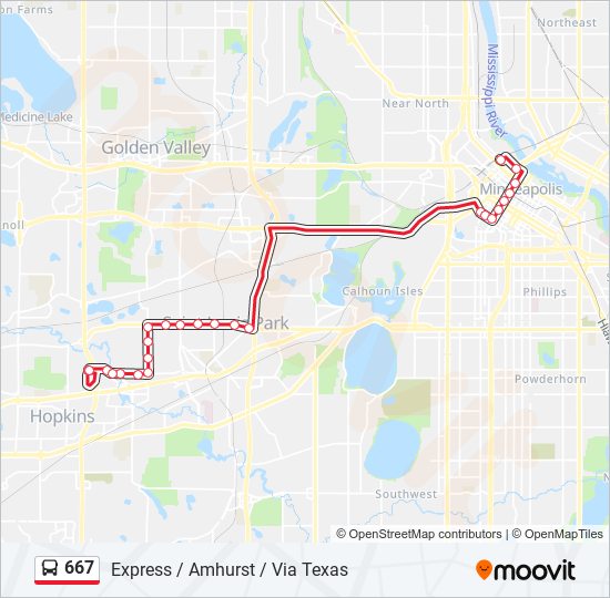 667 bus Line Map