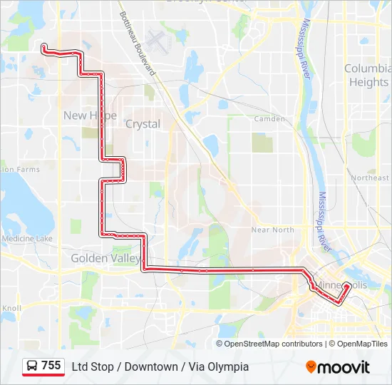 755 Bus Line Map