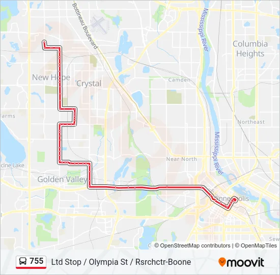 755 Bus Line Map