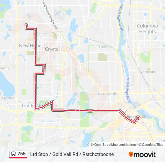 755 Bus Line Map