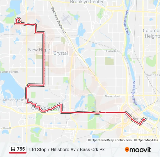755 Bus Line Map