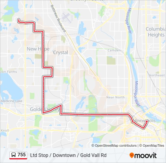 Mapa de 755 de autobús