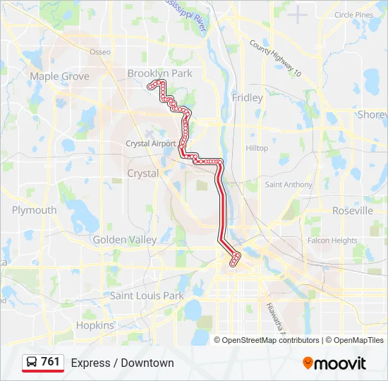 761 Bus Line Map