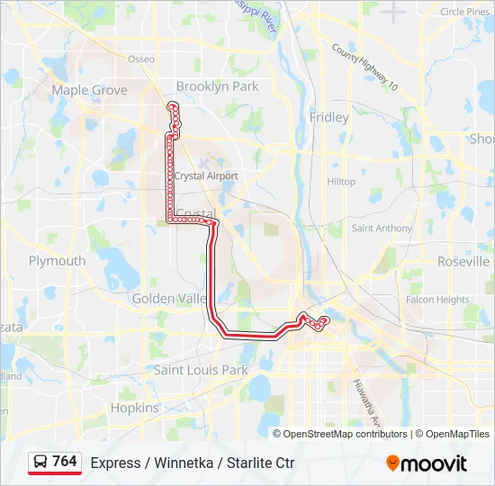 764 Bus Line Map