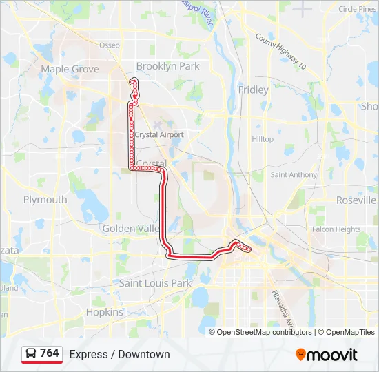 764 Bus Line Map