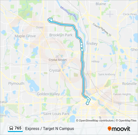 765 Bus Line Map