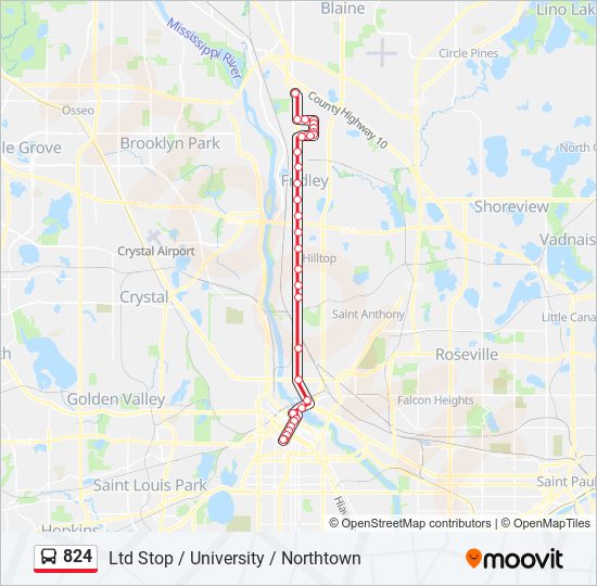 824 bus Line Map