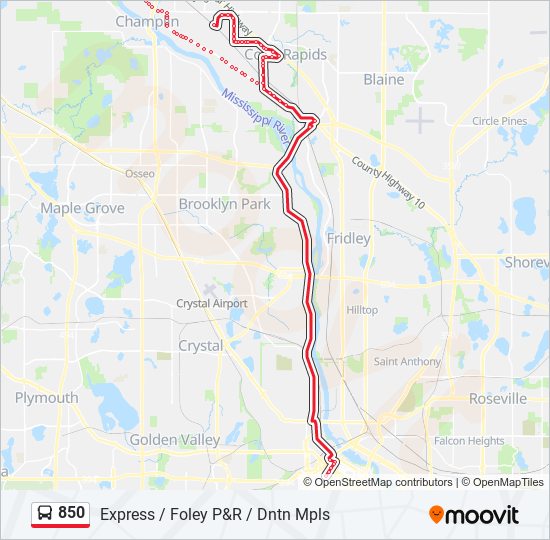 850 bus Line Map