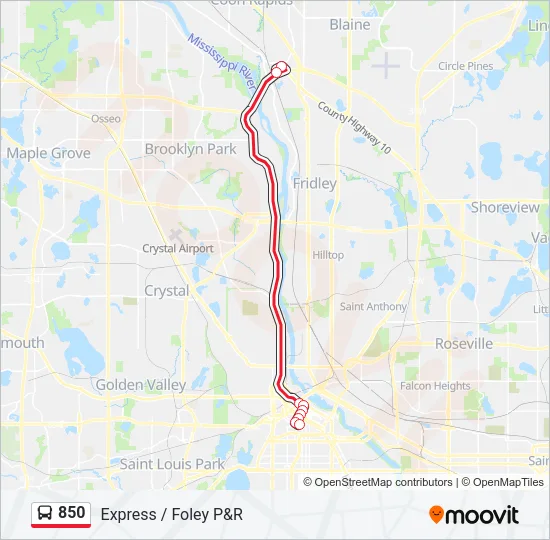 850 Bus Line Map