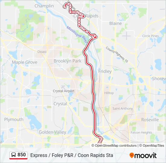 850 Bus Line Map