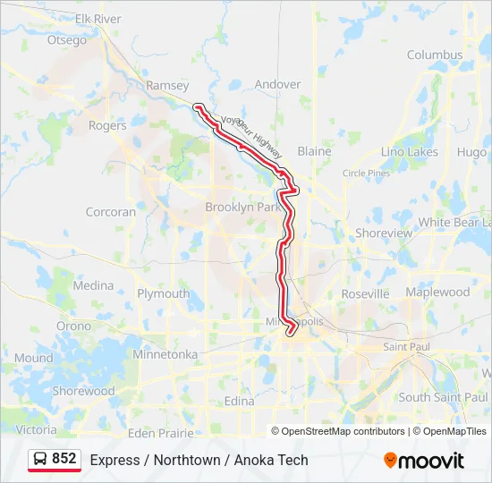 852 Bus Line Map