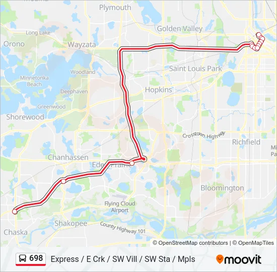 698 Bus Line Map
