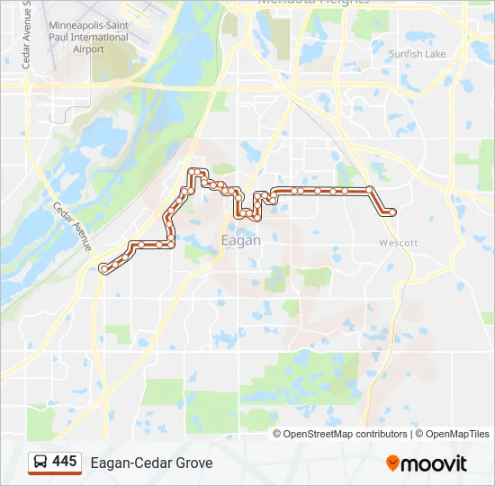 445 Bus Line Map