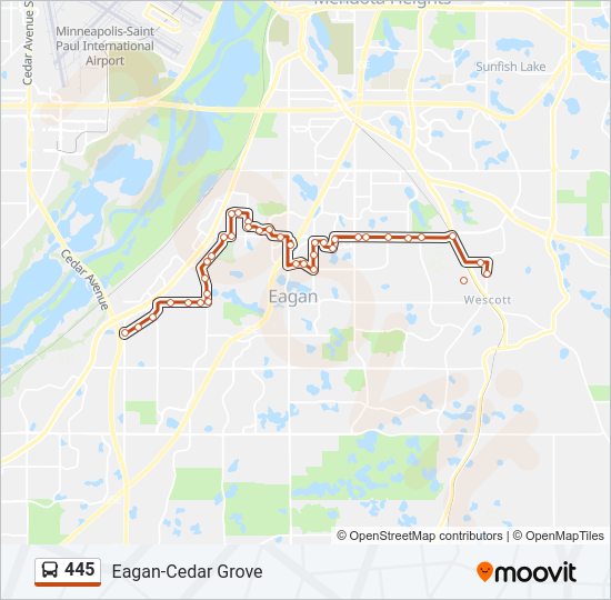 445 Bus Line Map