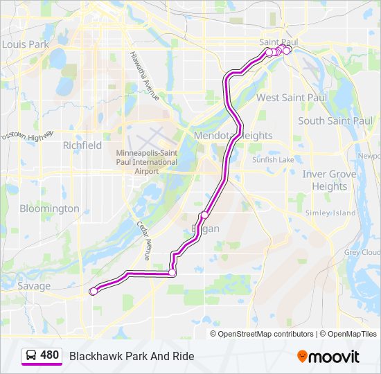 480 bus Line Map