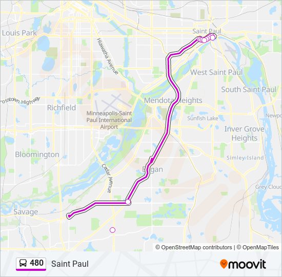 480 bus Line Map